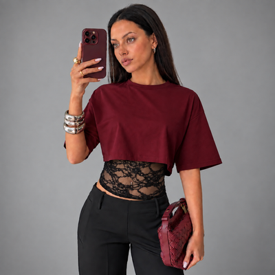 Cropped Lace Tee