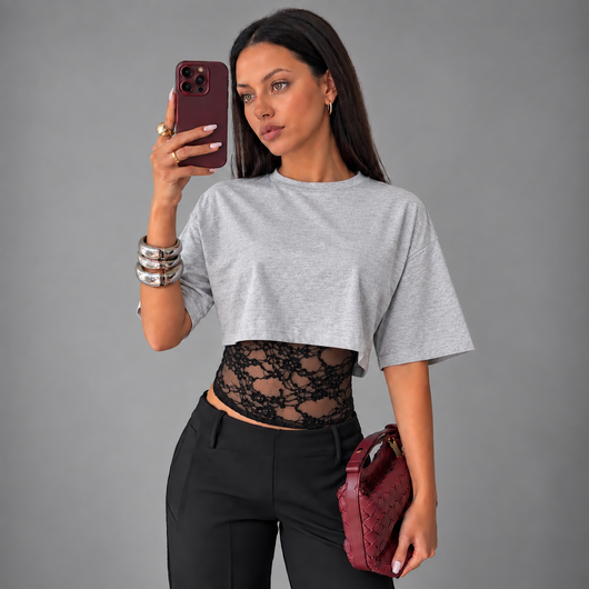 Cropped Lace Tee