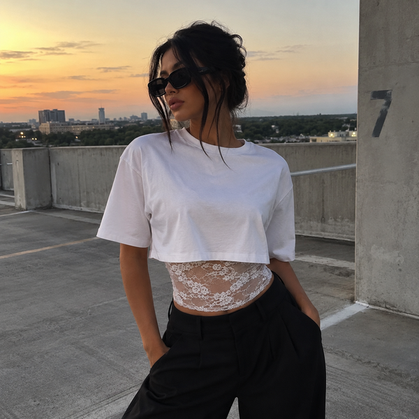 Cropped Lace Tee