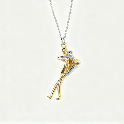 Stainless Steel Love Embrace Dad Child Hug Pendant Necklace for Daughter Lovely Family Anniversary Charm Jewelry Gift