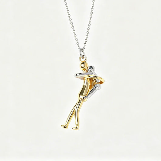 Stainless Steel Love Embrace Dad Child Hug Pendant Necklace for Daughter Lovely Family Anniversary Charm Jewelry Gift