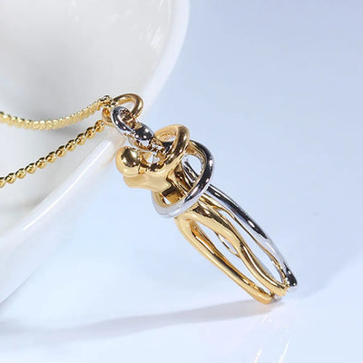 Stainless Steel Love Embrace Dad Child Hug Pendant Necklace for Daughter Lovely Family Anniversary Charm Jewelry Gift